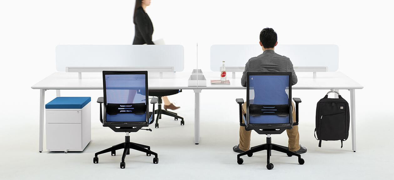A representative of mobile offices requiring low storage and fixed seating. The only recommend - Plane Office System Tables