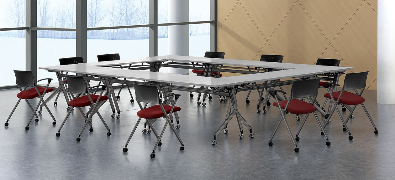 The Handy folding Table is suitable for use in different meeting or training environments.